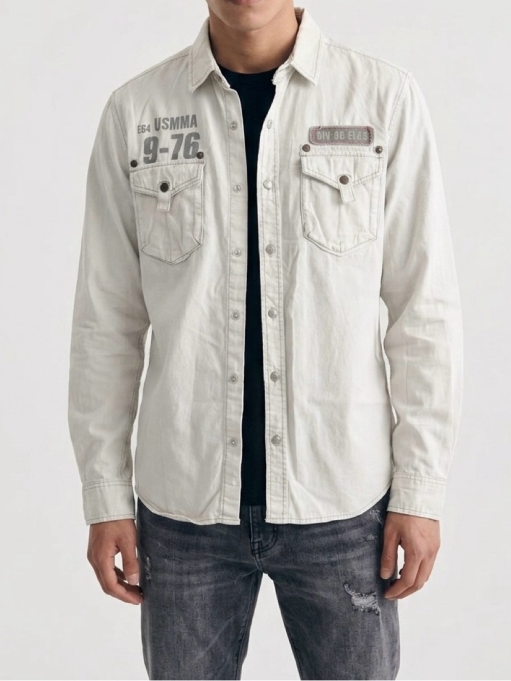 MMA Elite Men's White Long Sleeve Button-Down Shirt